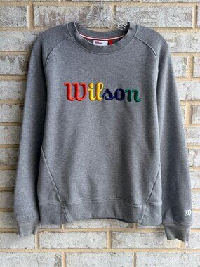 Wilson Long Sleeve Crew Neck Embroidered Logo Gray Sweatshirt Men's Size S